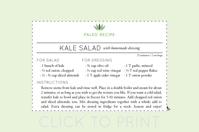 Kale Salad Recipe Card | Live to 110