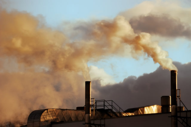 Air pollution from a factory